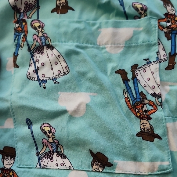 Torrid Disney Pixar Toy Story Challis Woody And Bo Peep Aqua Blue Button Down - Picture 5 of 6